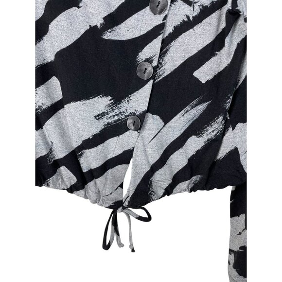 Elsewhere Sherbrooke Cardigan Gray Black Drawstring Asymmetric Lagenlook - Picture 4 of 10